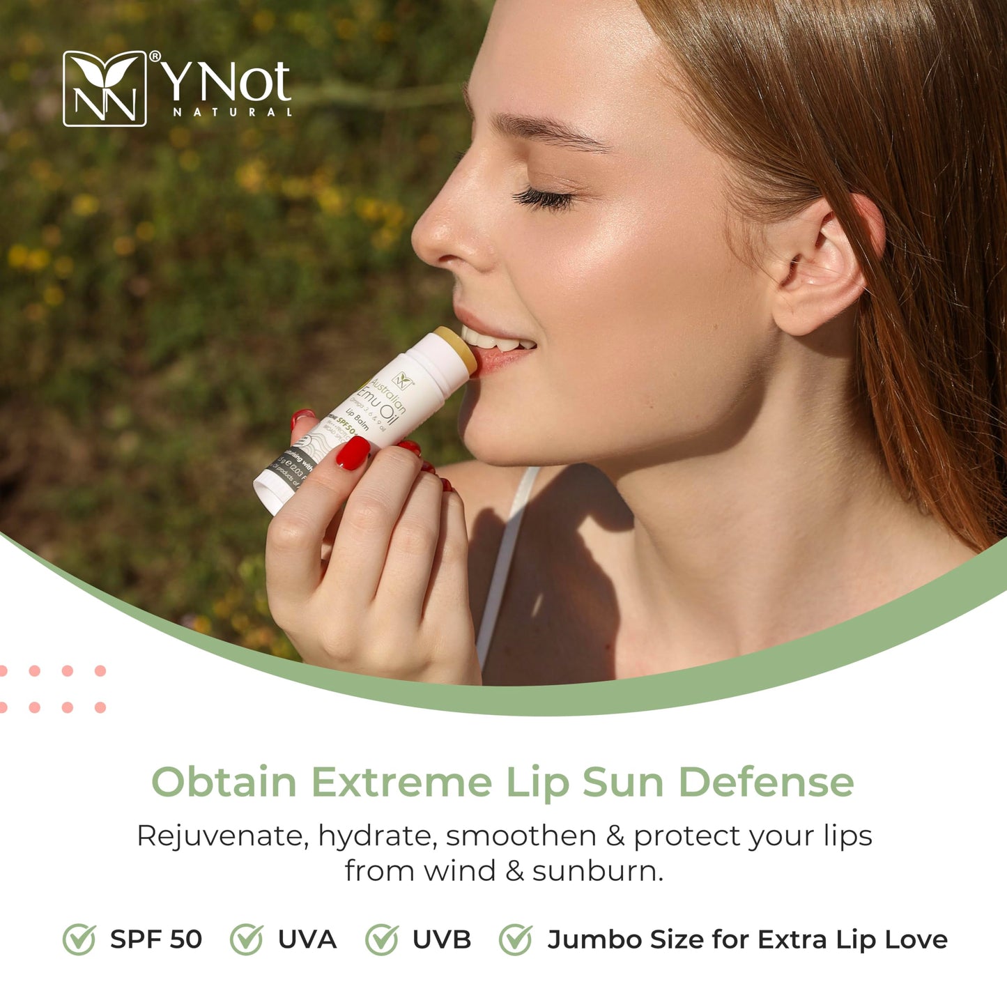 Emu Oil Moisturizing Lip Balm - Hydrating Lip Balm with Extreme SPF50+ Sun Protection - 4-Hour Water Resistant, Fortified with Vitamin E, Amino Acids