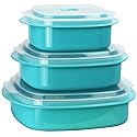 Reston Lloyd Calypso Basics Microwave Cookware, Steamer and Storage Set, Turquoise, Multiple Sizes, 6-Piece