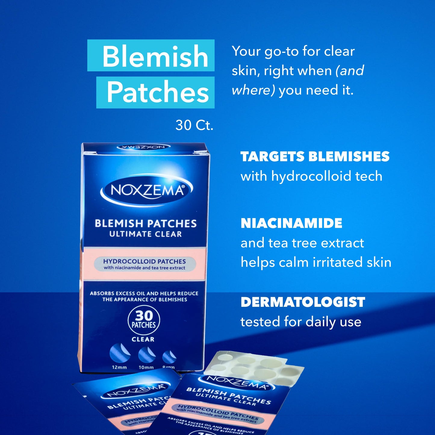 Noxzema Hydrocolloid Pimple Patches with Niacinamide & Tea Tree Extract, Acne Treatment for Face Blemishes, Absorbs Oil & Reduces Breakouts Beauty and Personal Care Noxzema
