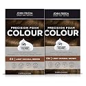 John Frieda Precision Foam Colour, Light Natural Brown 6N, Full-coverage Hair Color Kit, Anti-Fade Gray Coverage, Deep Color Saturation Hair Dye, Pack