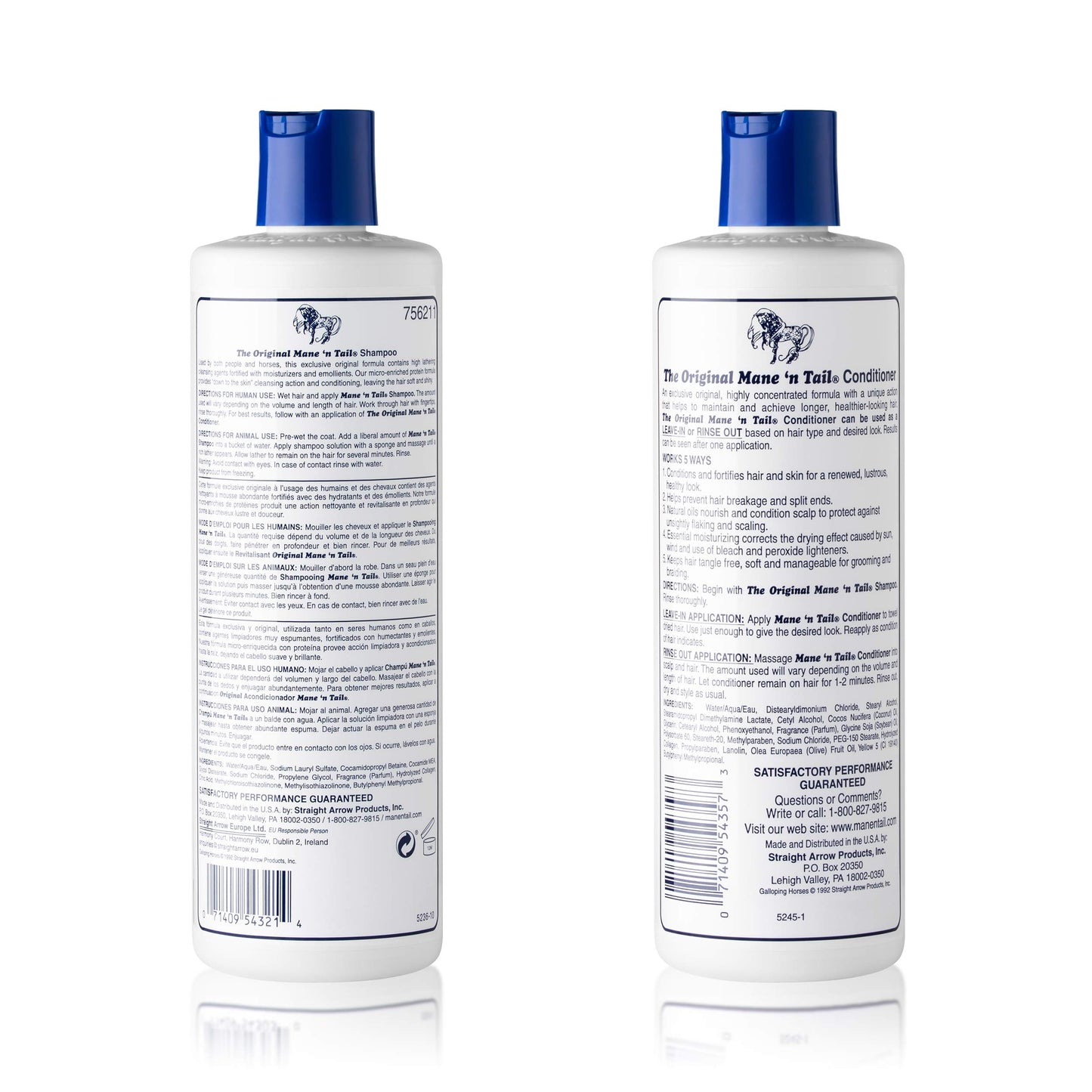 Mane 'n Tail Original Body Shampoo & Moisturizer Texturizer Condition 12 Ounce Each For Stronger Longer Hair
