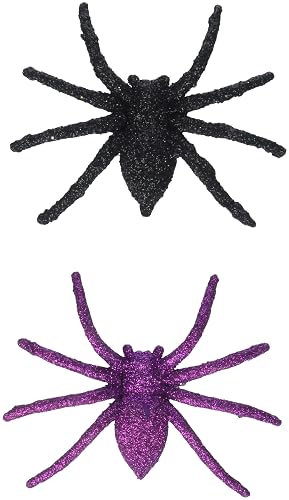 Fun World Enter If You Dare Black Green Glitter Spiders 2in NIP
