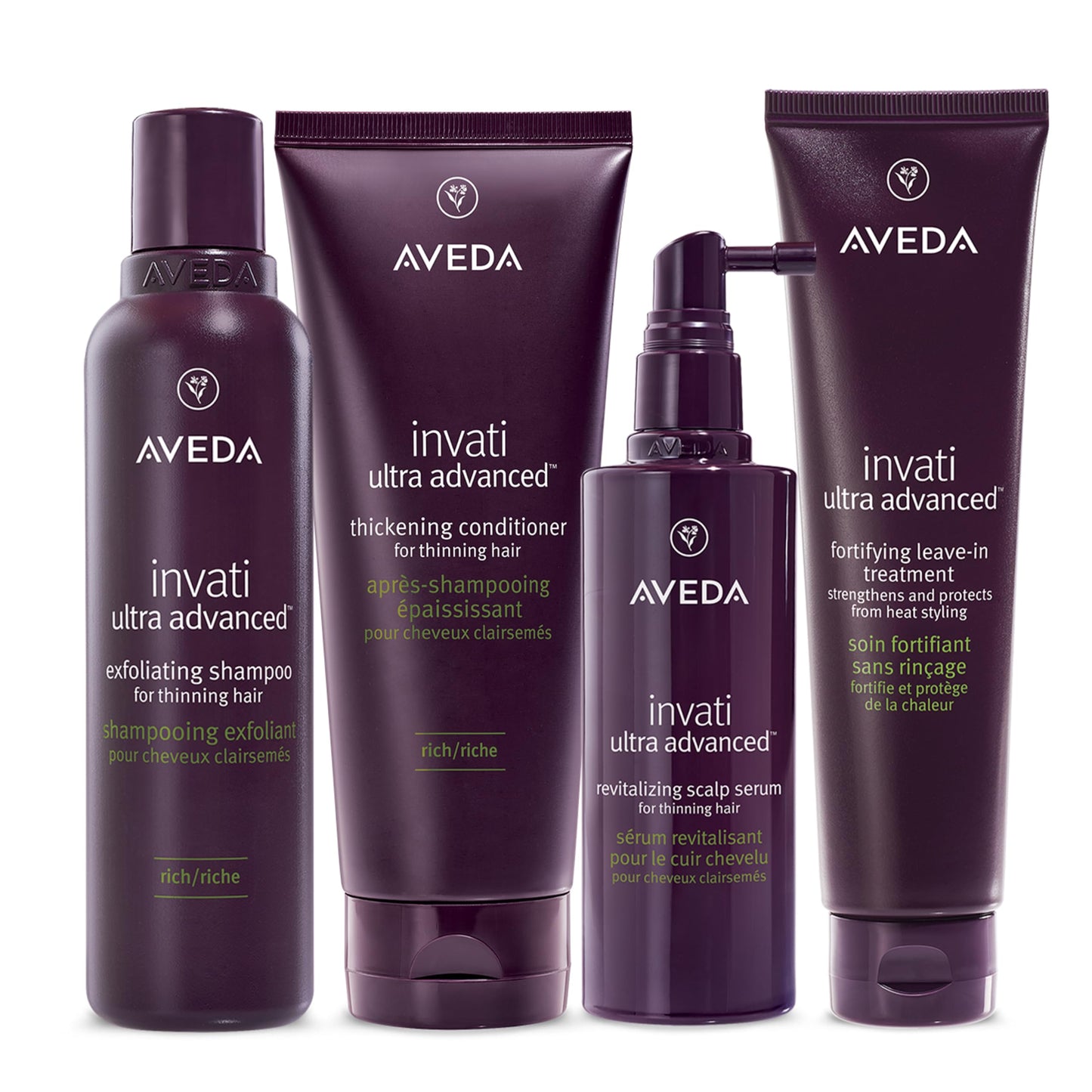 Aveda Invati Ultra Advanced Rich 4-Step System | Exfoliating Shampoo, Thickening Conditioner, Revitalizing Scalp Serum, Fortifying Leave-In Treatment