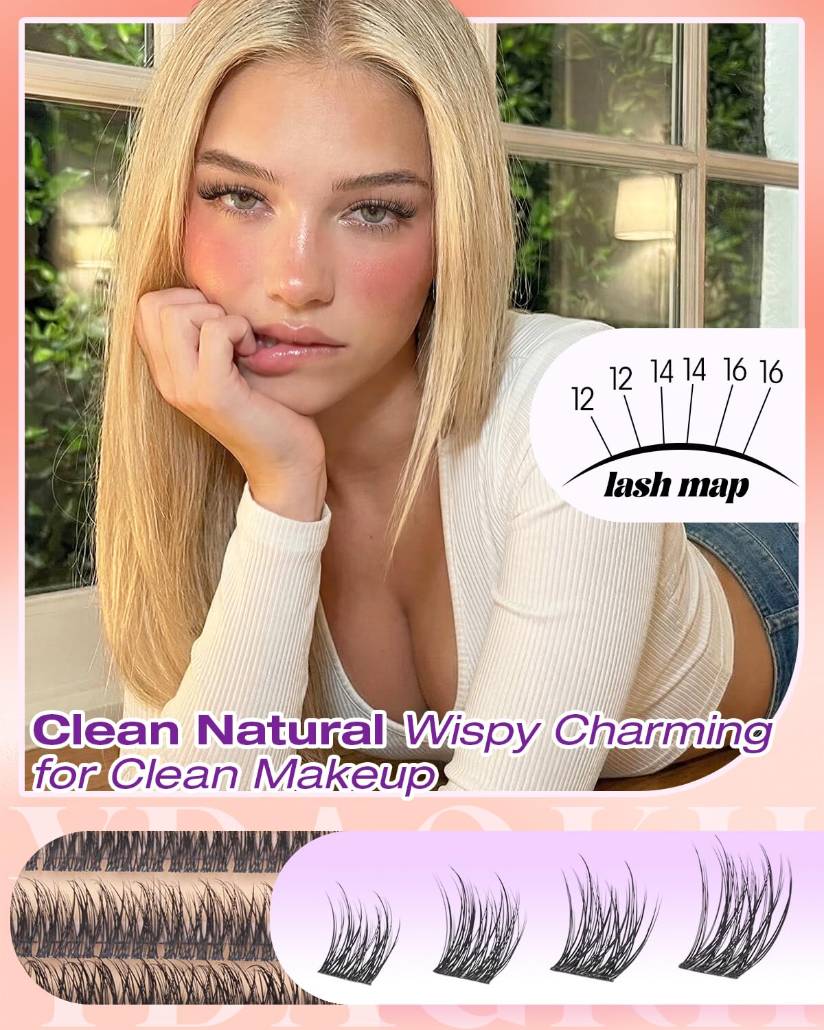 Natural Lash Clusters Kit 10-16mm Wispy Eyelash Clusters Clean Girl Makeup Cluster Eyelash Extensions CC Curly Individual Lashes Kit with Clear Lash Beauty and Personal Care YDAGKH