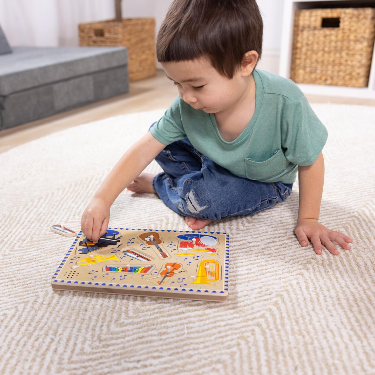 Melissa & Doug Musical Instruments Sound Puzzle - Wooden Peg Puzzle (8 pcs)