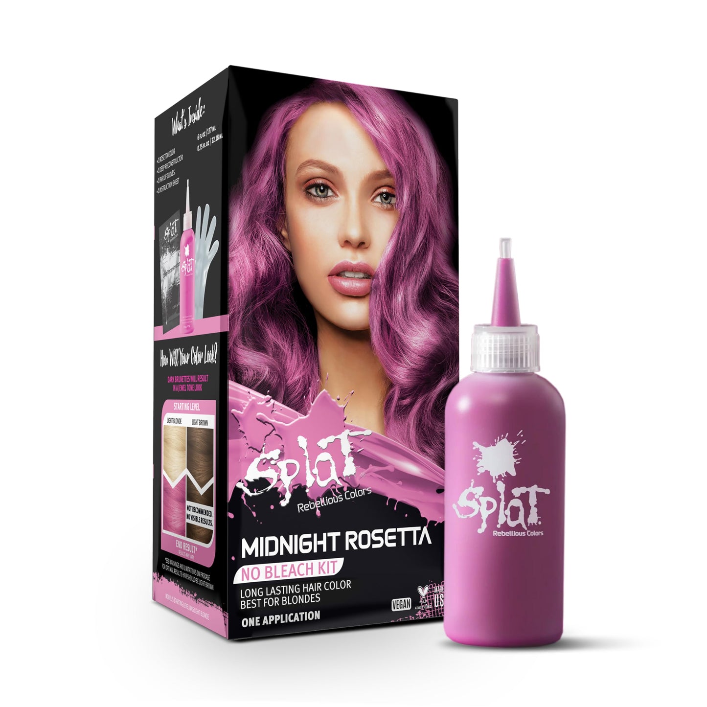 Splat Midnight Rosetta Semi Permanent Hair Dye Kit for Blondes, 1 Application, Includes Deep Reconstructor Conditioner, Lasts 30 Washes, No Bleach