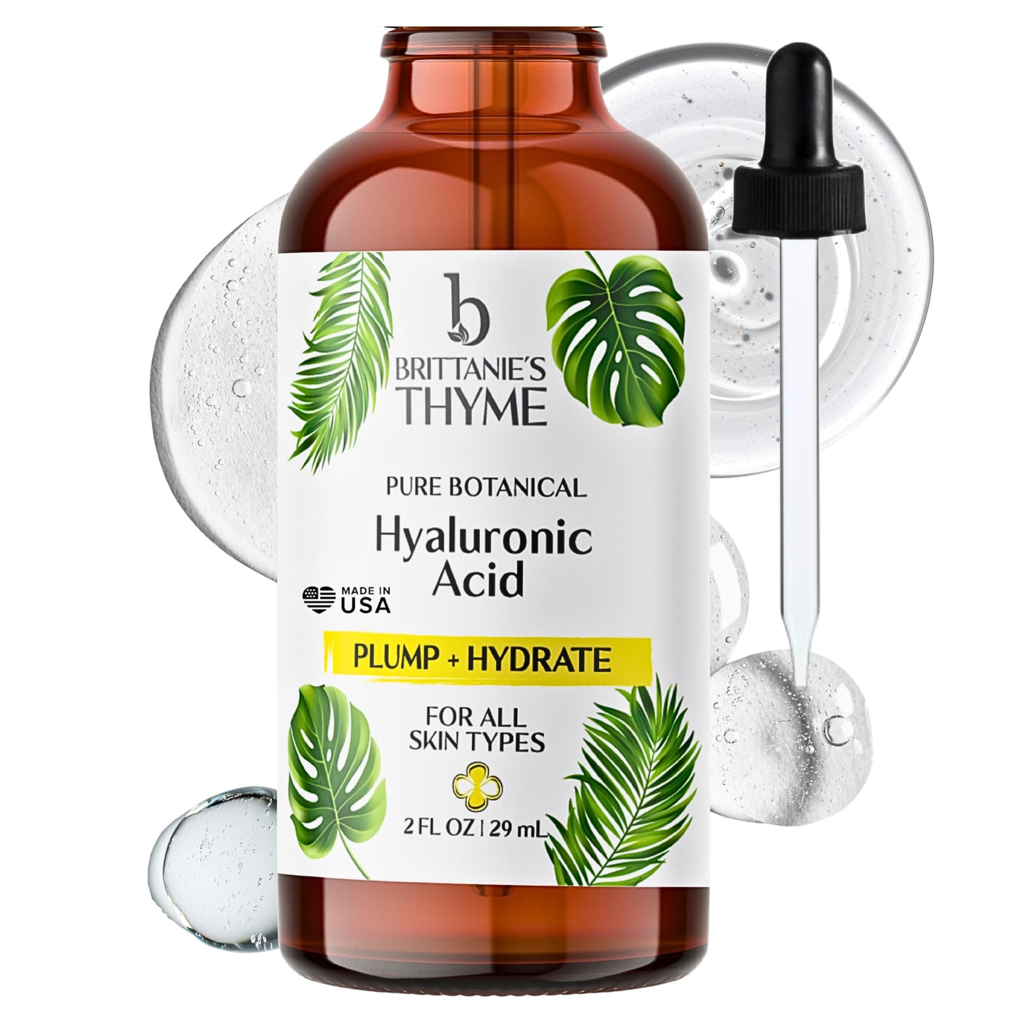 Brittanie’s Beauty Pure 100% Hyaluronic Acid Serum - Intense Hydration & Plumping Formula | Anti-Aging Serum for Fine Lines & Wrinkles | Deep Moisture