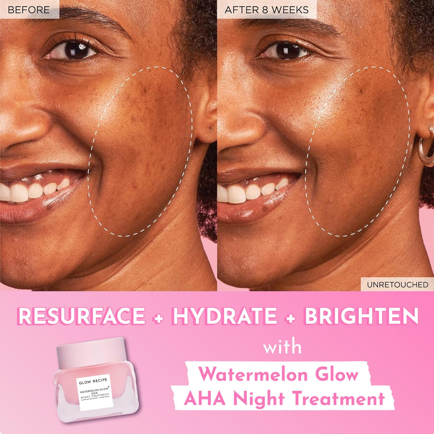 Glow Recipe Watermelon Glow AHA Night Treatment, Travel Size Overnight Mask, AHA Exfoliating Treatment with Glycolic + Lactic Acid, Hyaluronic Acid +