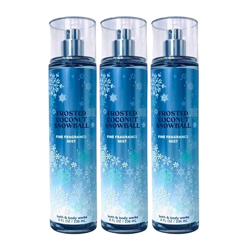 Bath & Body Works Fine Fragrance Mists, Set of 3, Each Bottle 8oz (Frosted Coconut Snowball)
