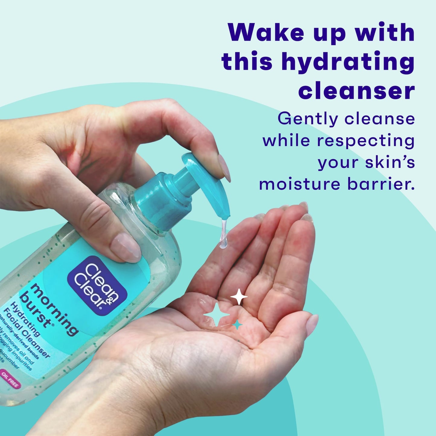 Clean & Clear Morning Burst Oil-Free Hydrating Facial Cleanser with BHA, Cucumber & Aloe Extracts, Face Wash Gently Removes Oil & Pore Clogging