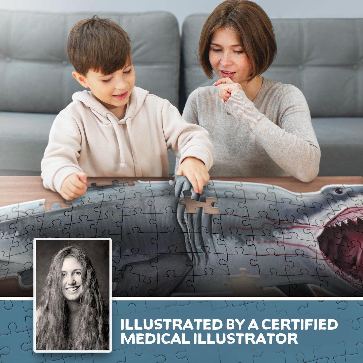 Shark Animal Anatomy Floor Puzzle – 100-Piece Double-Sided Jigsaw Puzzle for Kids Ages 4-8, Educational Large Floor Puzzle for Toddlers & Families