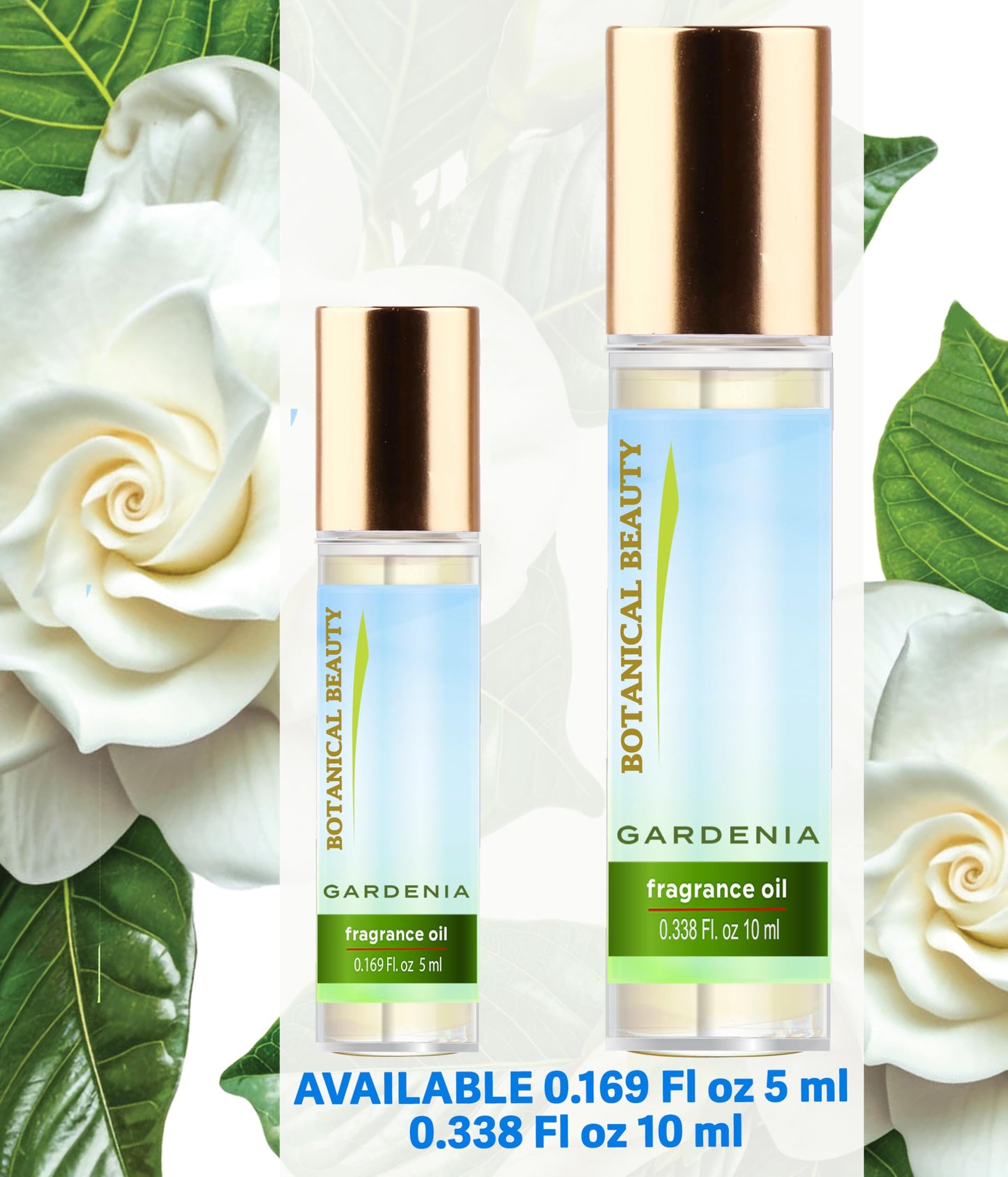 Botanical Beauty GARDENIA FRAGRANCE OIL ROLL-ON 0.169 Fl Oz 5 ml Rollerball Perfume, Long Lasting an luxury scent of blend of Lily of the Valley
