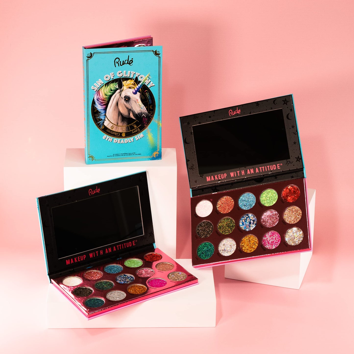 Sin of Glittony Glitter Palette by Rude Cosmetics for Women - 0.634 oz Eye Shadow