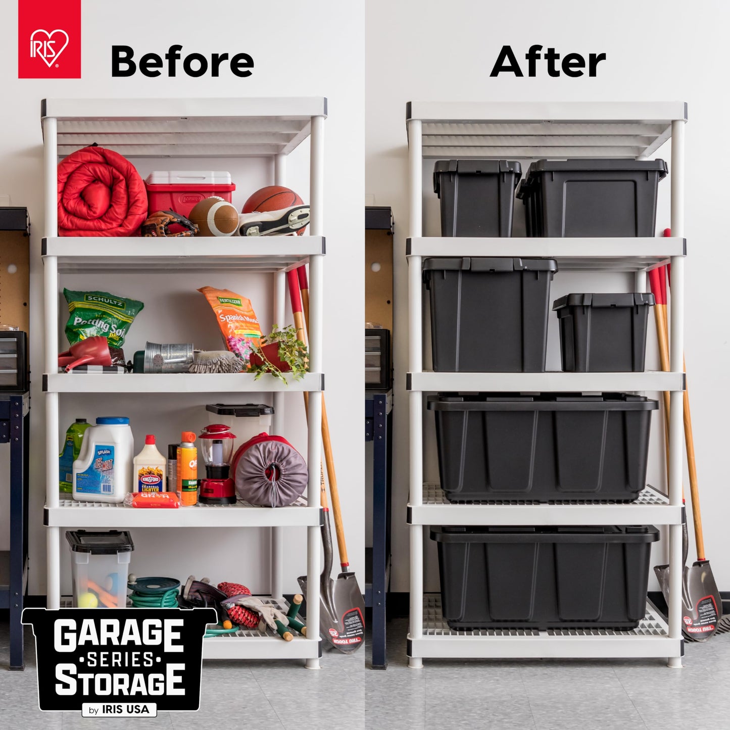 IRIS USA 5 Gallon Lockable Storage Bins with Lids, 6 Pack - Made in USA, Heavy Duty, Stackable Containers, Garage Organizing Bins Moving Tubs, Rugged…