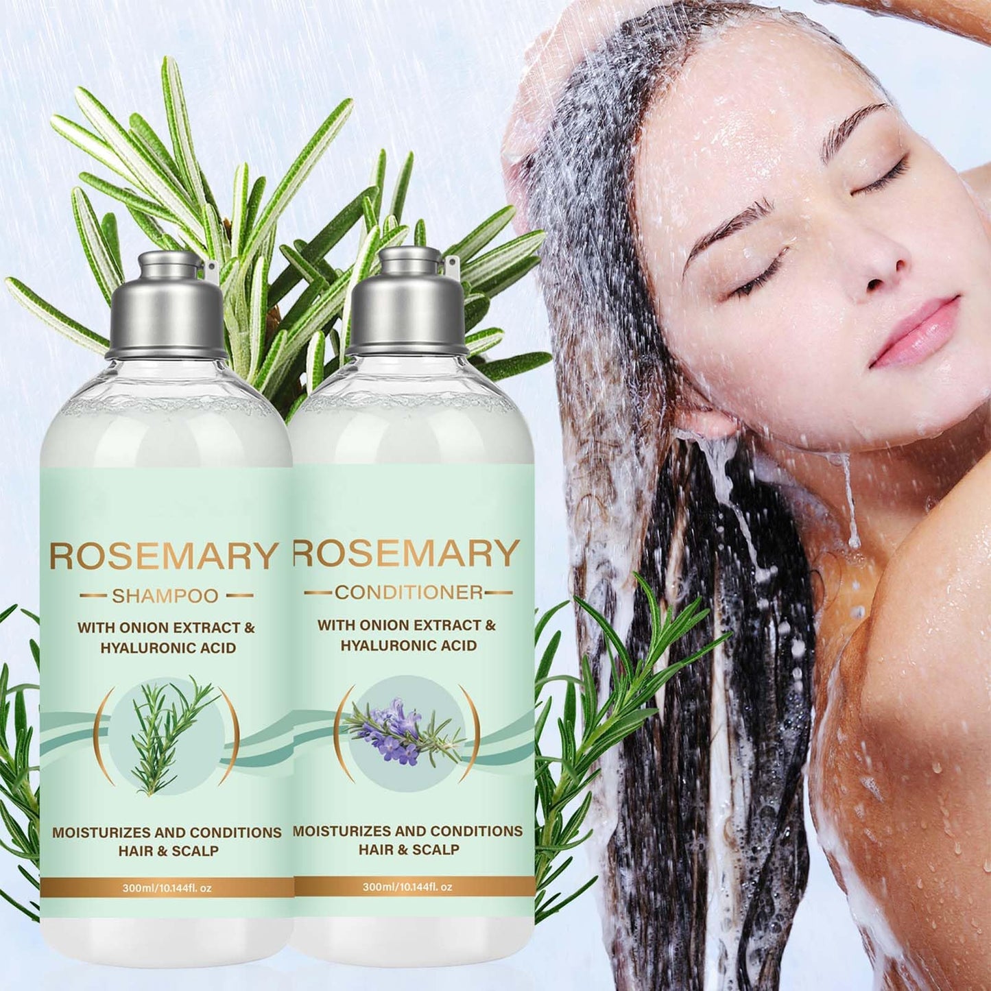 Onion and Rosemary Shampoo & Conditioner Set, Hair Growth Shampoo for Stronger, Thicker and Longer Hair, Deep Cleansing, Promotes Scalp Health