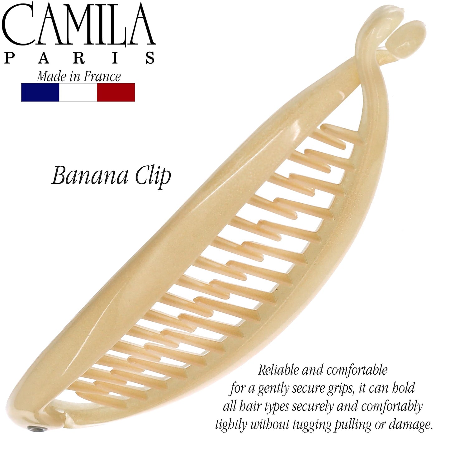Camila Paris CP3133 4.5 inch French Banana Clip Hair Comb Classic Girls Updo Flexible Ponytail Holder Interlocking Banana Combs, Fashion Durable