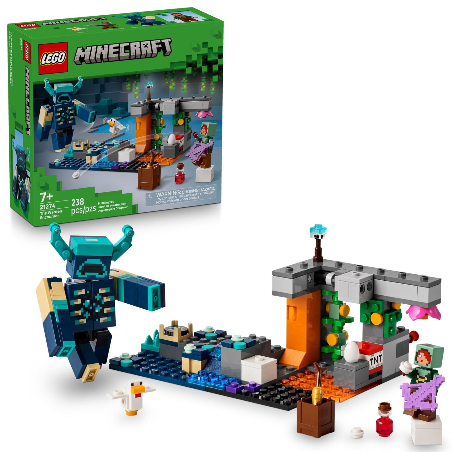 LEGO Minecraft The Warden Encounter Building Set with Silent Ranger Minifigure, Collectible Toy for Kids Ages 7+, Great Gift for Gamers, 21274