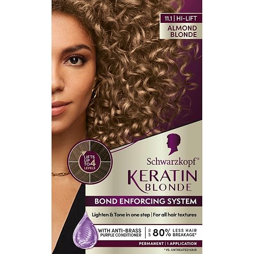 Schwarzkopf Keratin Blonde Hair Dye, 11.1 High Lift Almond Blonde, Professional Quality Permanent Hair Color, Bond Enforcing System, Pre-Color Serum