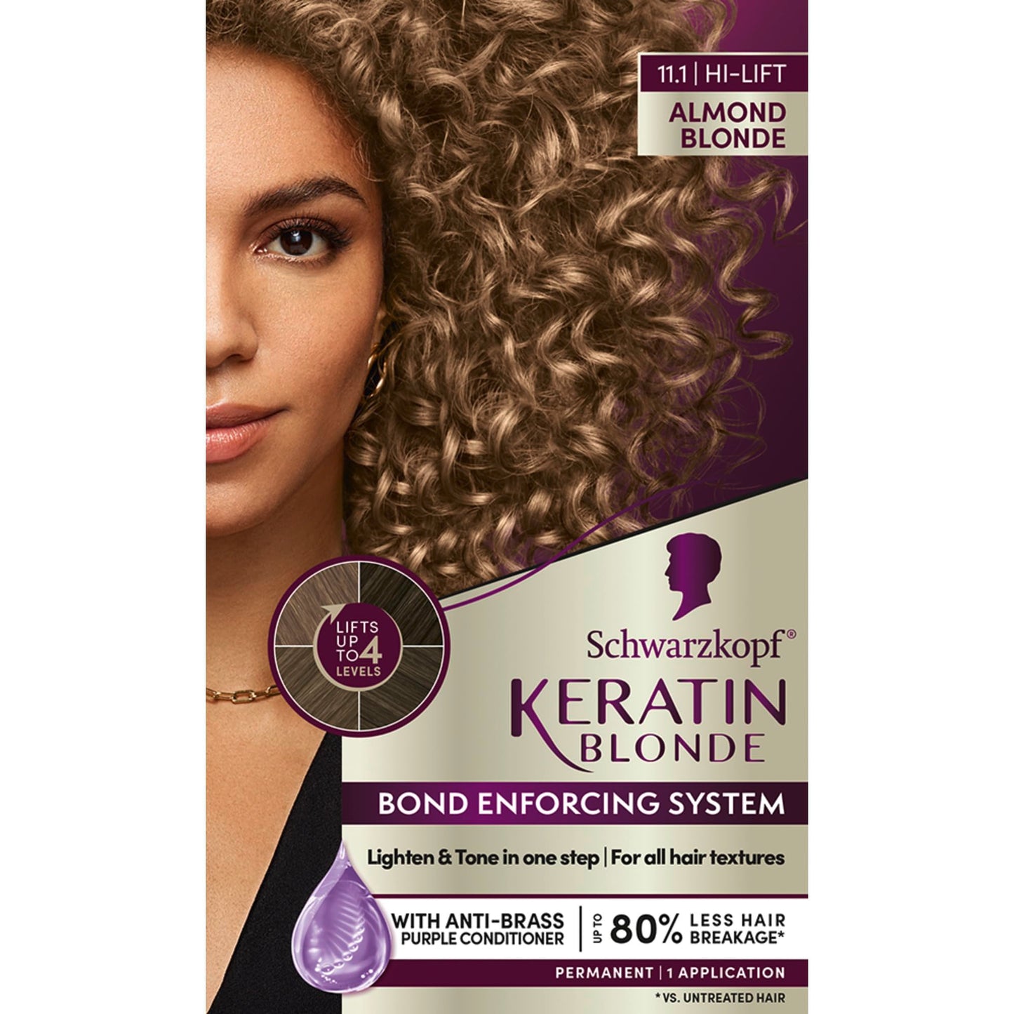 Schwarzkopf Keratin Blonde Hair Dye, 11.1 High Lift Almond Blonde, Professional Quality Permanent Hair Color, Bond Enforcing System, Pre-Color Serum
