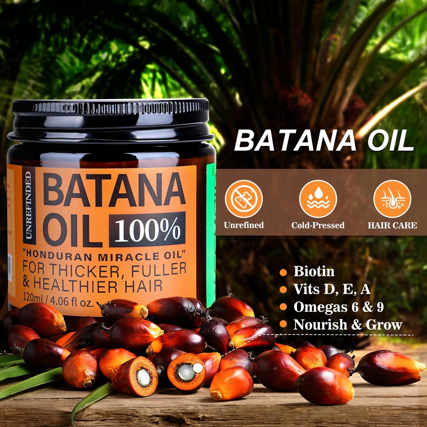 WEEMOTD Unrefined Batana Oil for Hair Growth, Dr. Sebi Raw Batana Oil from Honduras, Hair Mask Hair Growth oil with Organic and Natural Ingredients