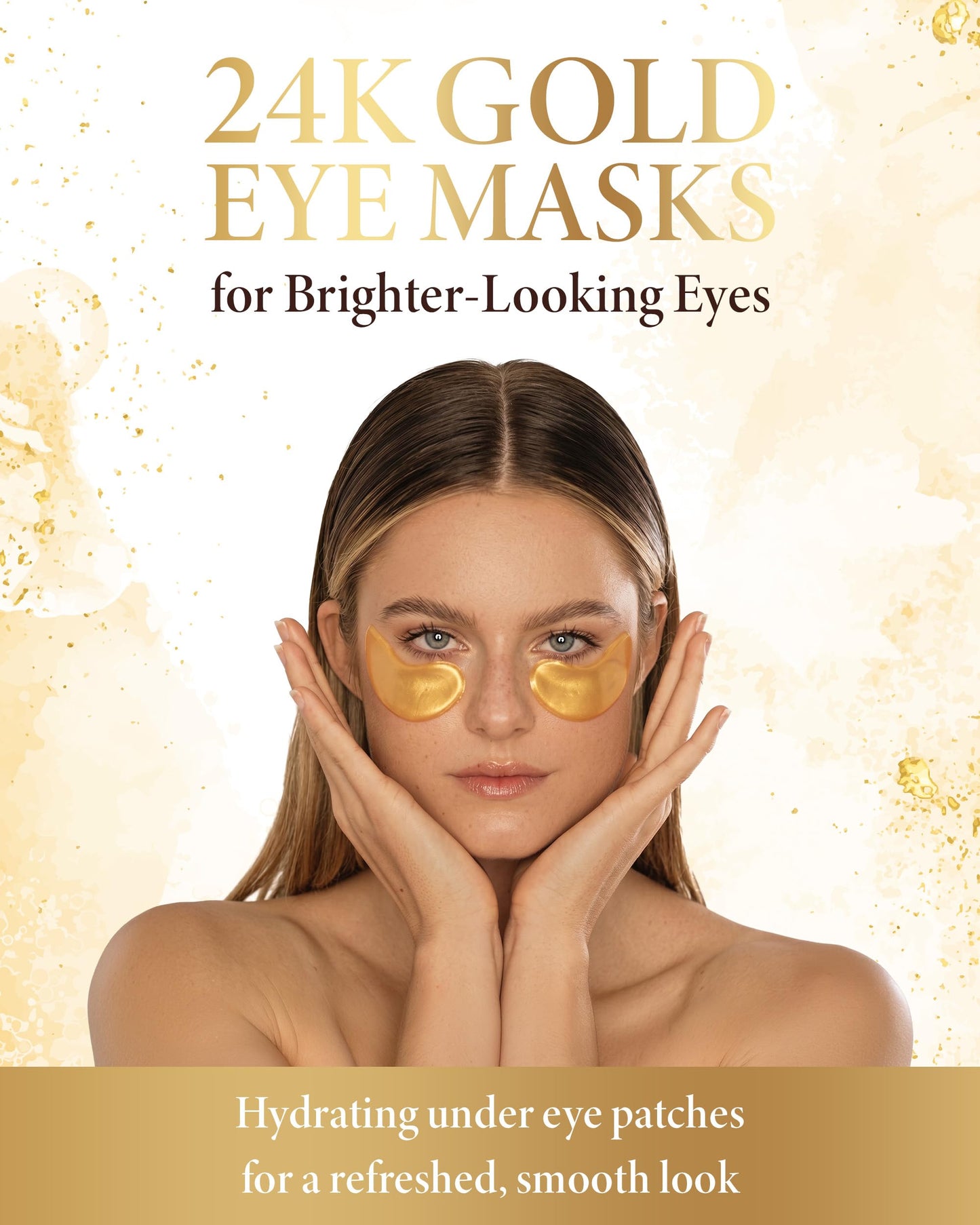 AICHUN BEAUTY Crystal Collagen Gold Eye Mask - 24K Gold Eye Mask Patches - Hydrating Gold Eye Mask Crystal Gel Patches, 30 Pack