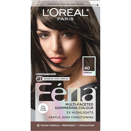 L'Oreal Paris Feria Multi-Faceted Shimmering Permanent Hair Color, 40 Espresso, Pack of 1 Hair Dye Kit