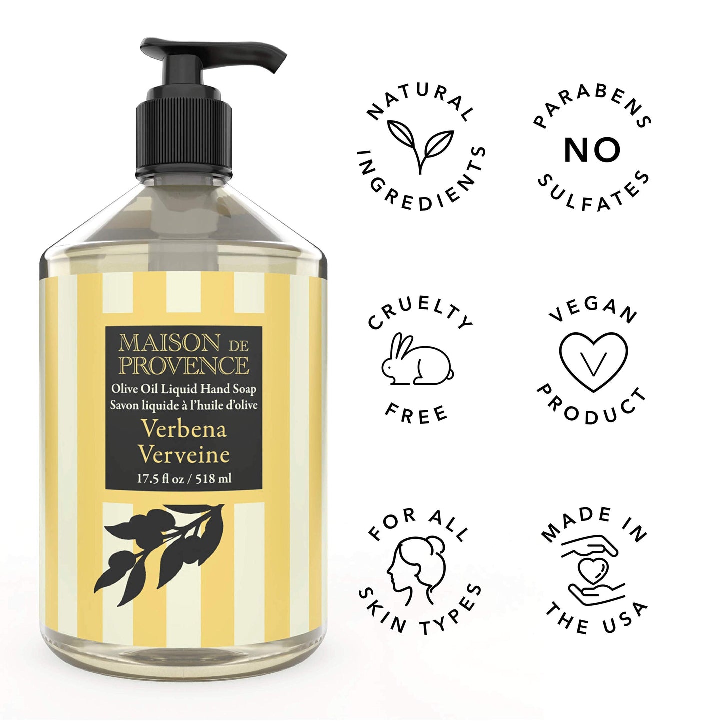 Olivia Care Liquid Hand Soap | Infused with Olive Oil | All Natural & Germ-Fighting | Moisturizing Hand Wash for Kitchen & Bathroom | Gentle, Mild
