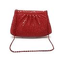 Women's Evening Clutches Metal Mesh Party Purse Bag (Red) Small