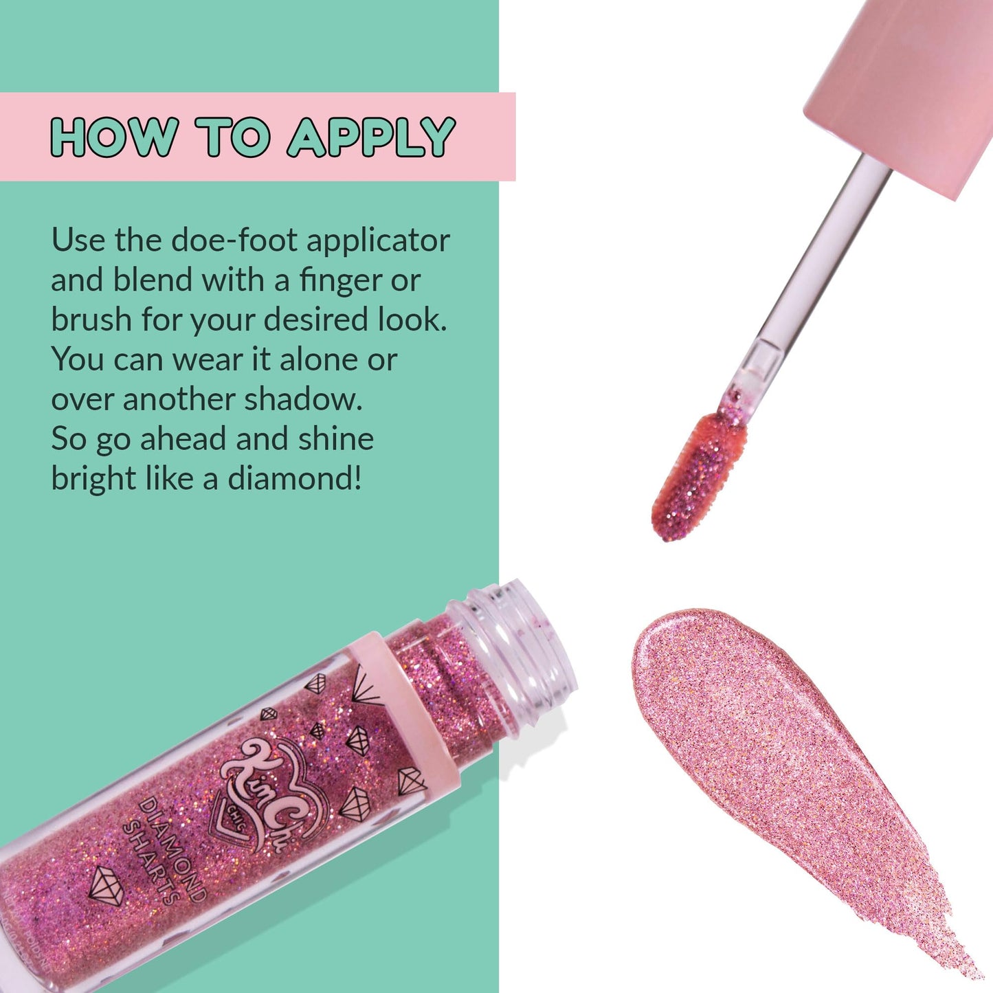 Kimchi Chic Beauty Diamond Sharts Liquid Glitter Eyeshadow, Cream Eyeshadow and Body Glitter Makeup, 0.21 fl oz - World Dominance