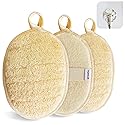 Natural Loofah Sponge Exfoliating Body Scrubber (3 Pack),Made with Eco-Friendly and Biodegradable Shower Luffa Sponge, Loofah for Women and Men, Beige