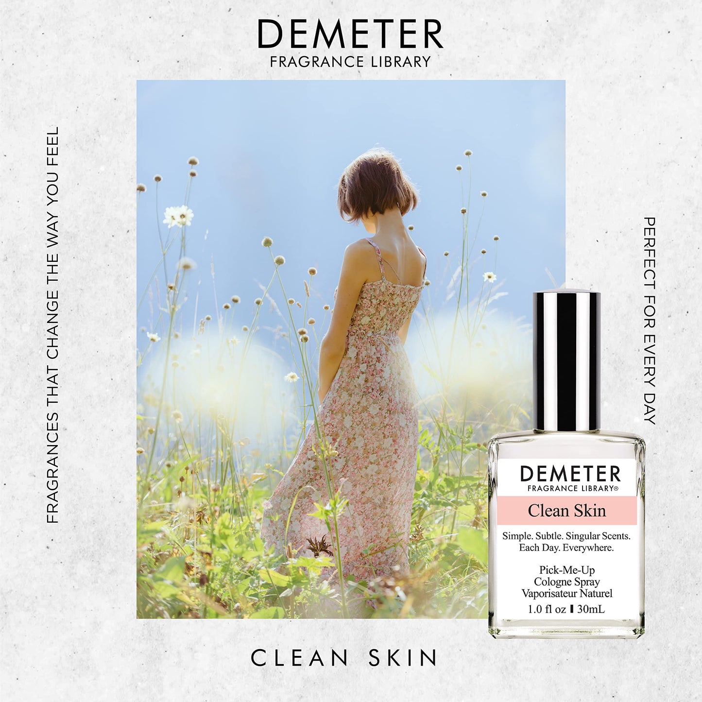 DEMETER Natural Perfume Spray Cologne for Women, Clean Skin, 1 oz