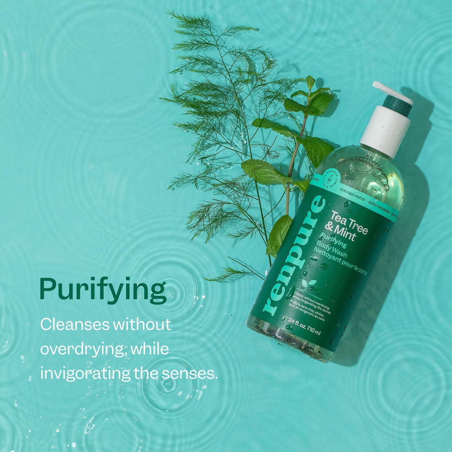 Renpure Tea Tree & Mint Body Wash - Cleanses, Invigorates & Refreshes Skin Without Over-Drying - For All Skin Types - Tea Tree Leaf Oil, Spearmint