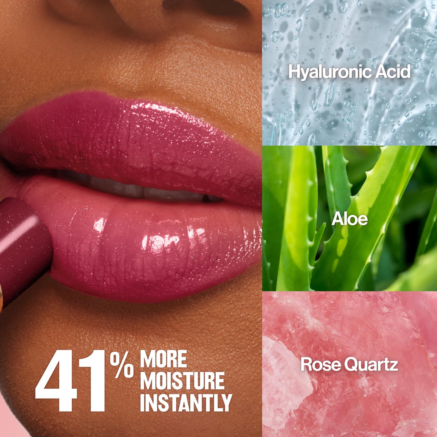 REVLON Super Lustrous Glass Shine Balm, Hydrating Tinted Lip Balm with Hyaluronic Acid, Aloe & Rose Quartz, Light-Medium Purple Lipstick, NEW Shade