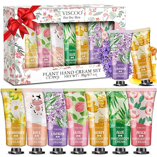 VISCOO 7 Pack Hand Cream Gifts Set for Women,Stocking Stuffers for Women,Teengirls,Christmas Gifts Bulk Gifts,Small Gifts,Mini Moisturizing Hand