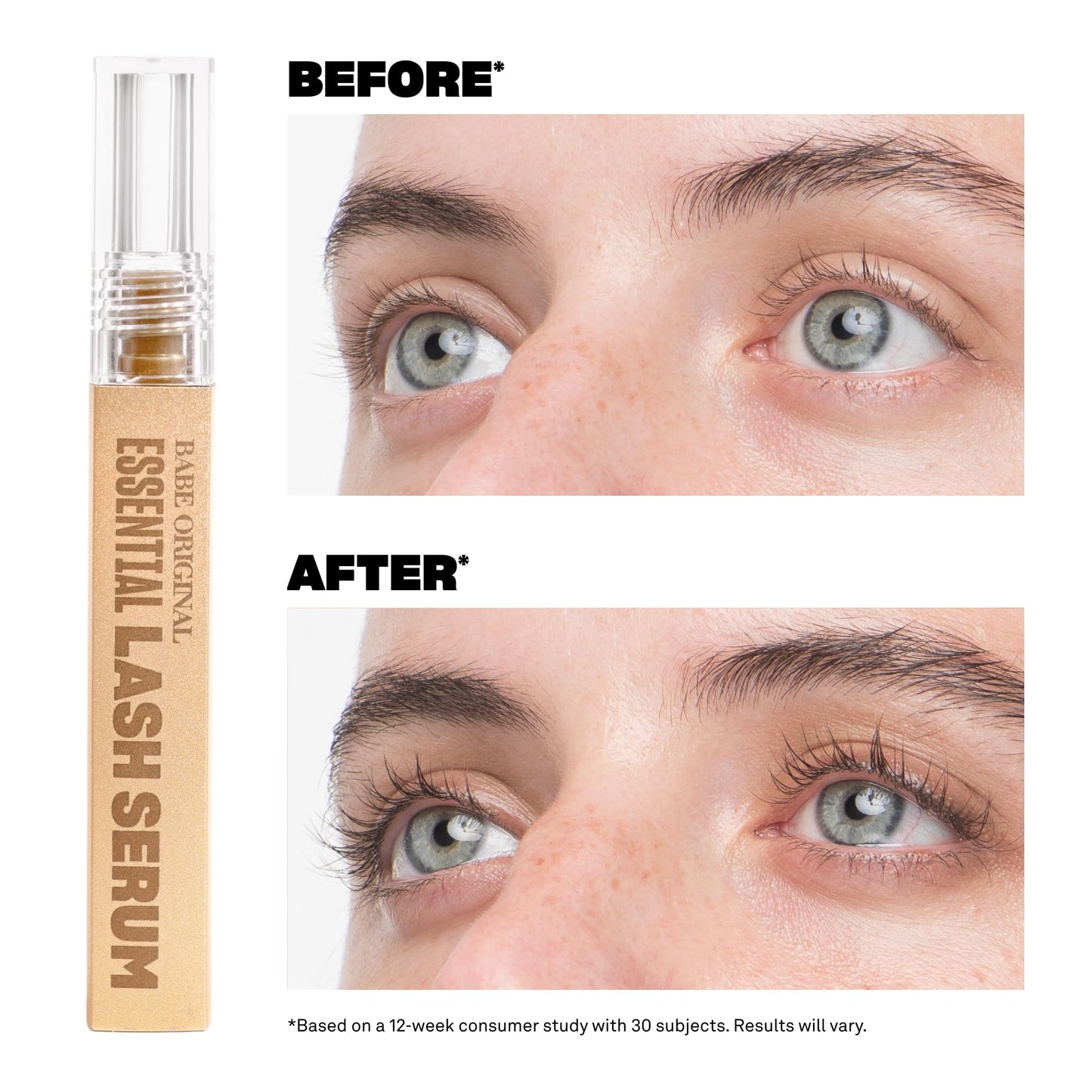 Babe Original Babe Lash Serum - Fuller & Longer Looking Eyelashes, Clear Essential Serum for Natural Lashes and Lash Extensions, 2mL, 3-month Supply