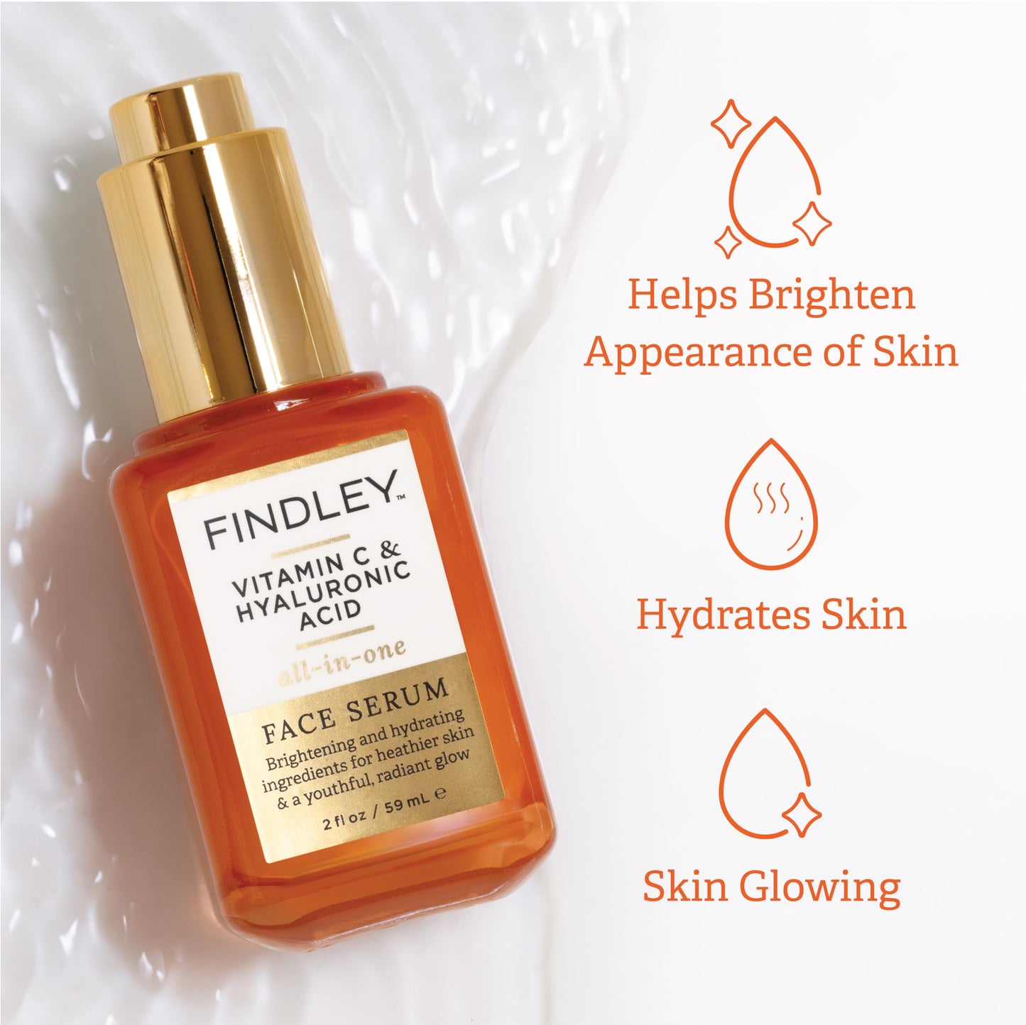 Findley All-in-One Face Serum with Vitamin C and Hyaluronic Acid - Hydrating & Anti-Aging | Promotes Youthful, Radiant Skin | Reduces Fine Lines