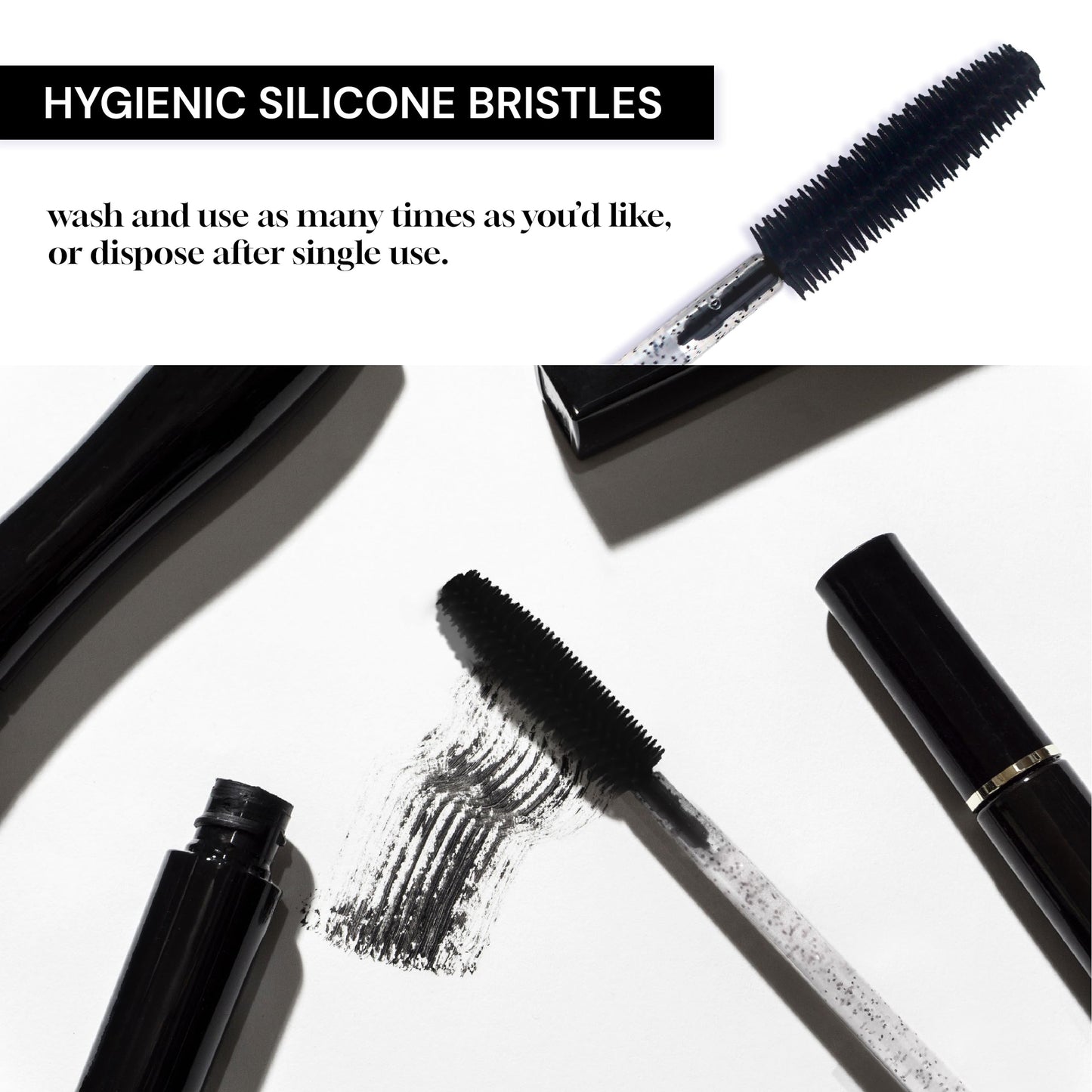 Apothie 50 Pieces Silicone Disposable Mascara Eyelash Wands - Eyebrow & Lash Extension Spoolie Brushes, Comb Separator, Microblading Tool, Applicator