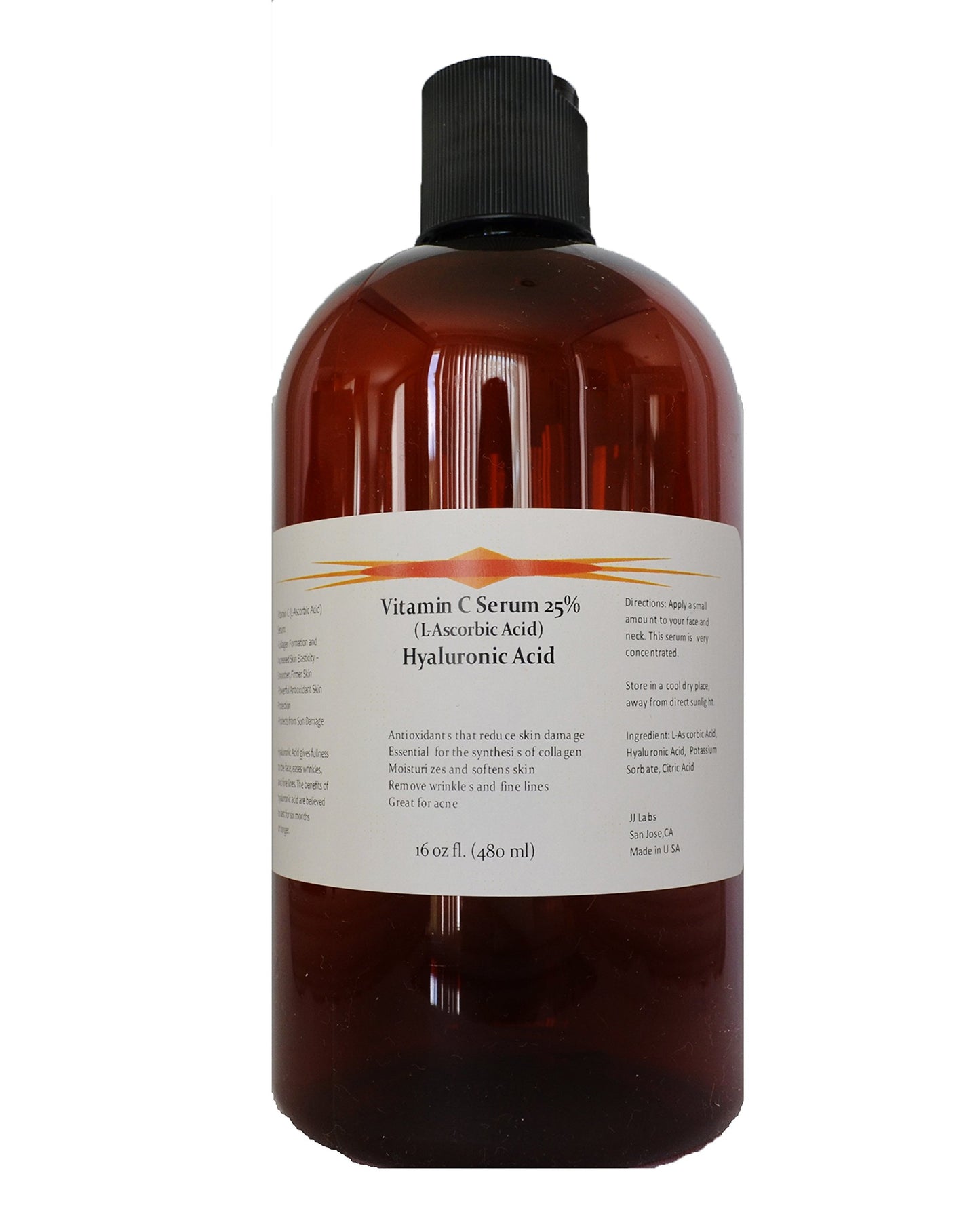 Vitamin C Skin Serum 25% (L-ascorbic Acid) with Pure Hyaluronic Acid Anti Aging Serum (32oz) Beauty & Personal Care JJ Labs Skin Solutions