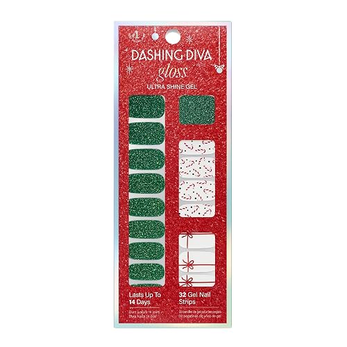 Dashing Diva Gloss Nail Strips - Santa Baby - UV Free, Chip Resistant, Long Lasting Gel Nail Stickers - 3-Piece Manicure Set - Contains 32 Wraps, 1 Beauty & Personal Care Dashing Diva