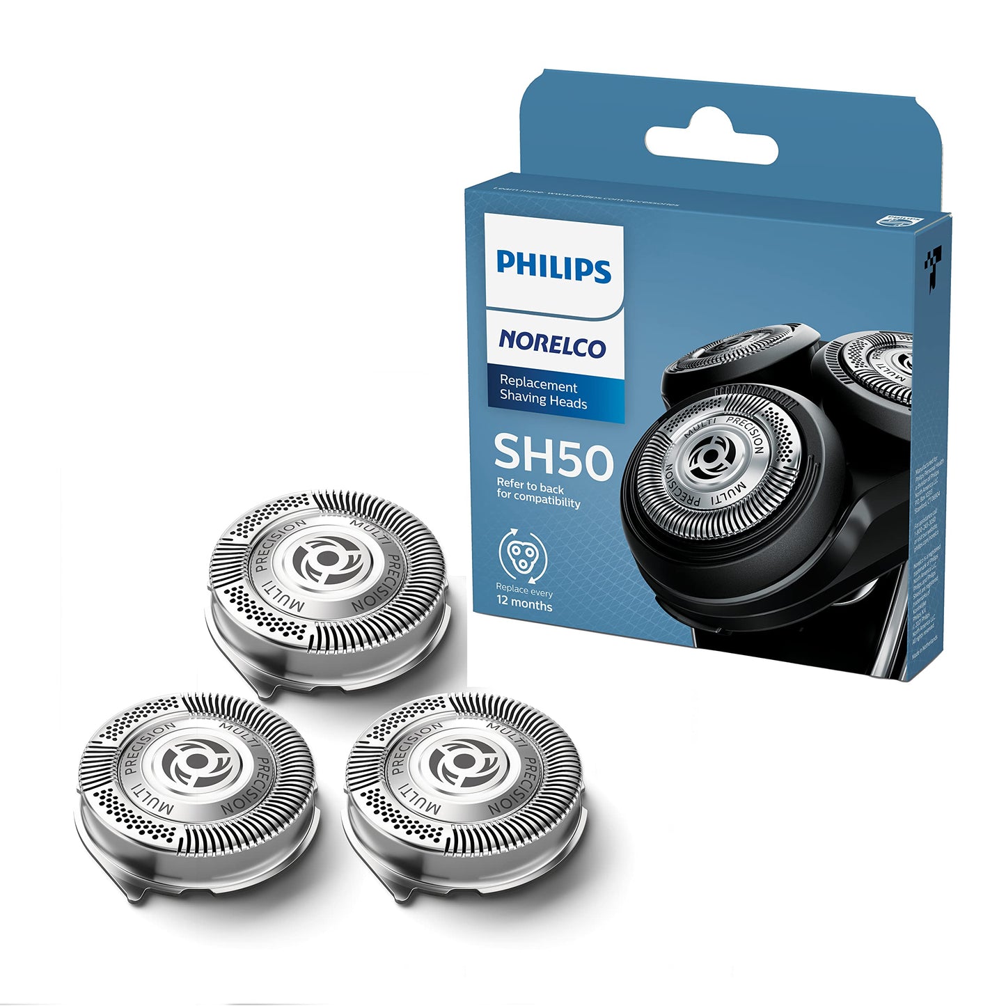 Philips Norelco SH50/52 Genuine Shaving Heads, Compatible with Philips Norelco Shavers Series 5000 and 6000, Powerful Performance, Self-Sharpening, 3 Beauty and Personal Care Norelco Default Title