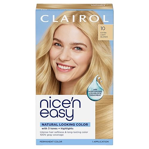 Clairol Nice'n Easy Permanent Hair Dye, 10 Extra Light Blonde Hair Color, Pack of 1