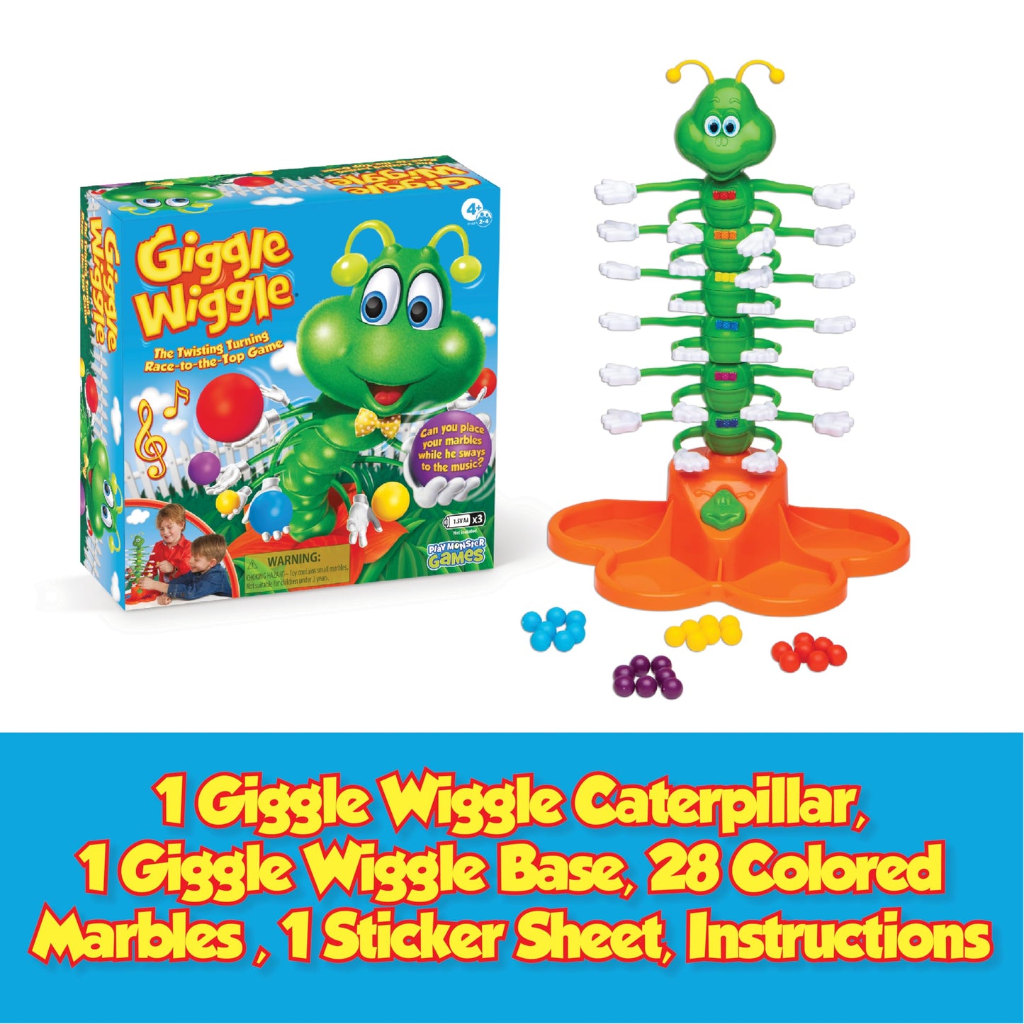 PlayMonster Giggle Wiggle Board Games for Kids, Hand-Eye Coordination, Preschool Games, The Twisting-Turning Race to Get Your Marbles to The Top…