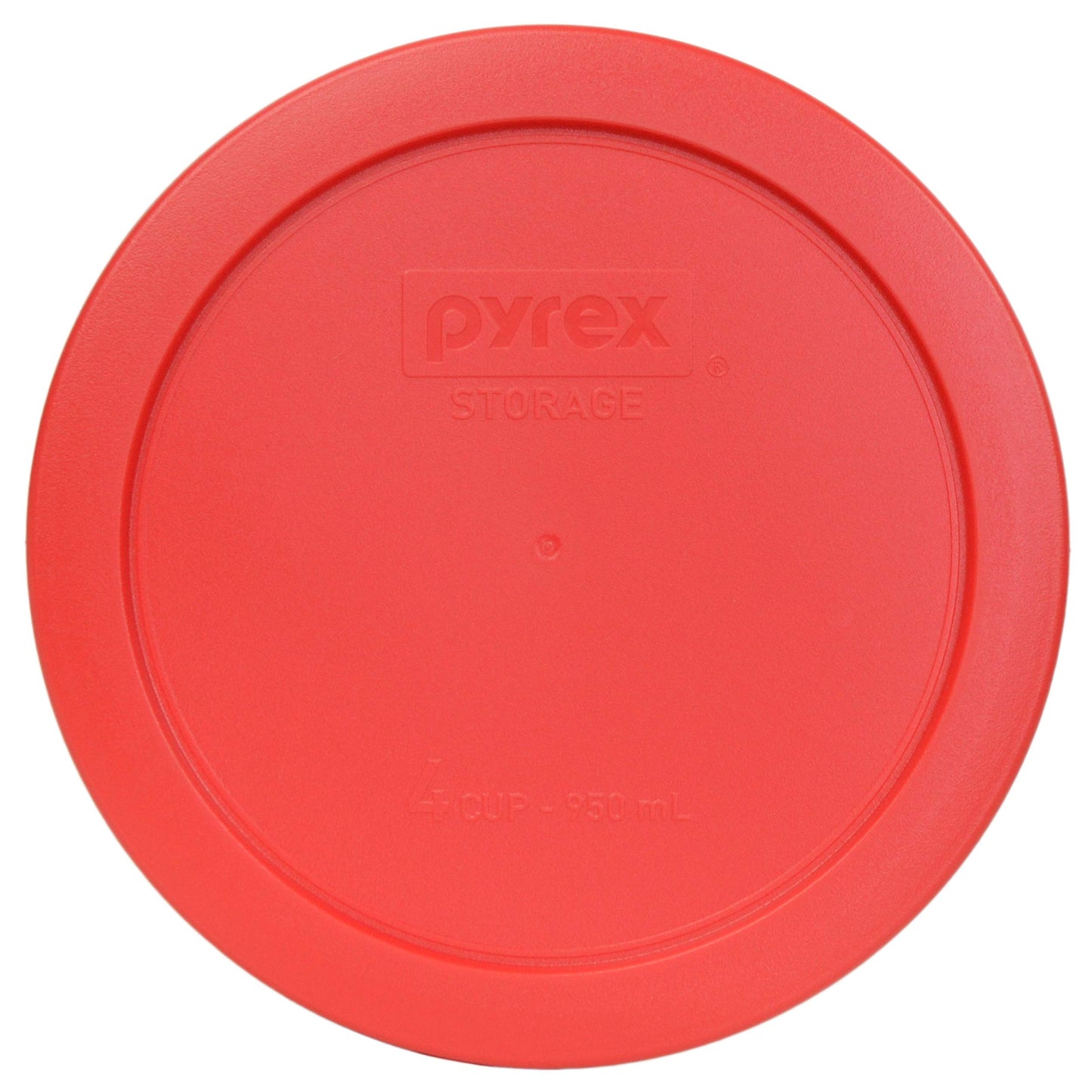 Pyrex Storage 4-Cup Round Dish with Red Plastic Cover, Clear (Case of 4 Containers)