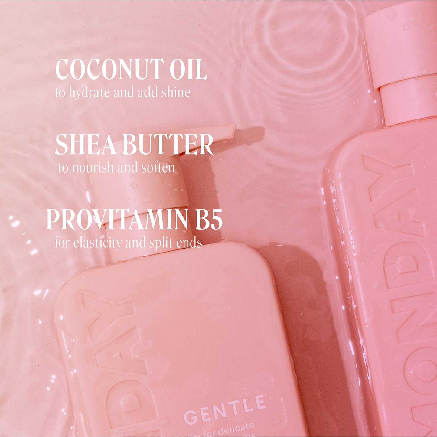 MONDAY HAIRCARE Gentle Shampoo + Conditioner Set (2 Pack) 12oz Each for Normal to Delicate Hair Types, Made from Coconut Oil