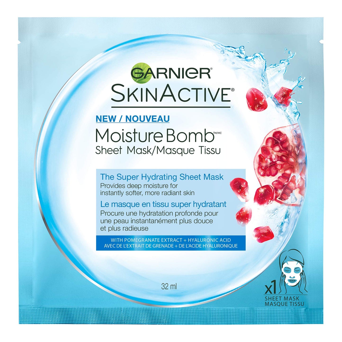 Garnier SkinActive Super Hydrating Sheet Mask, 0.08 Ounce, 1 Count