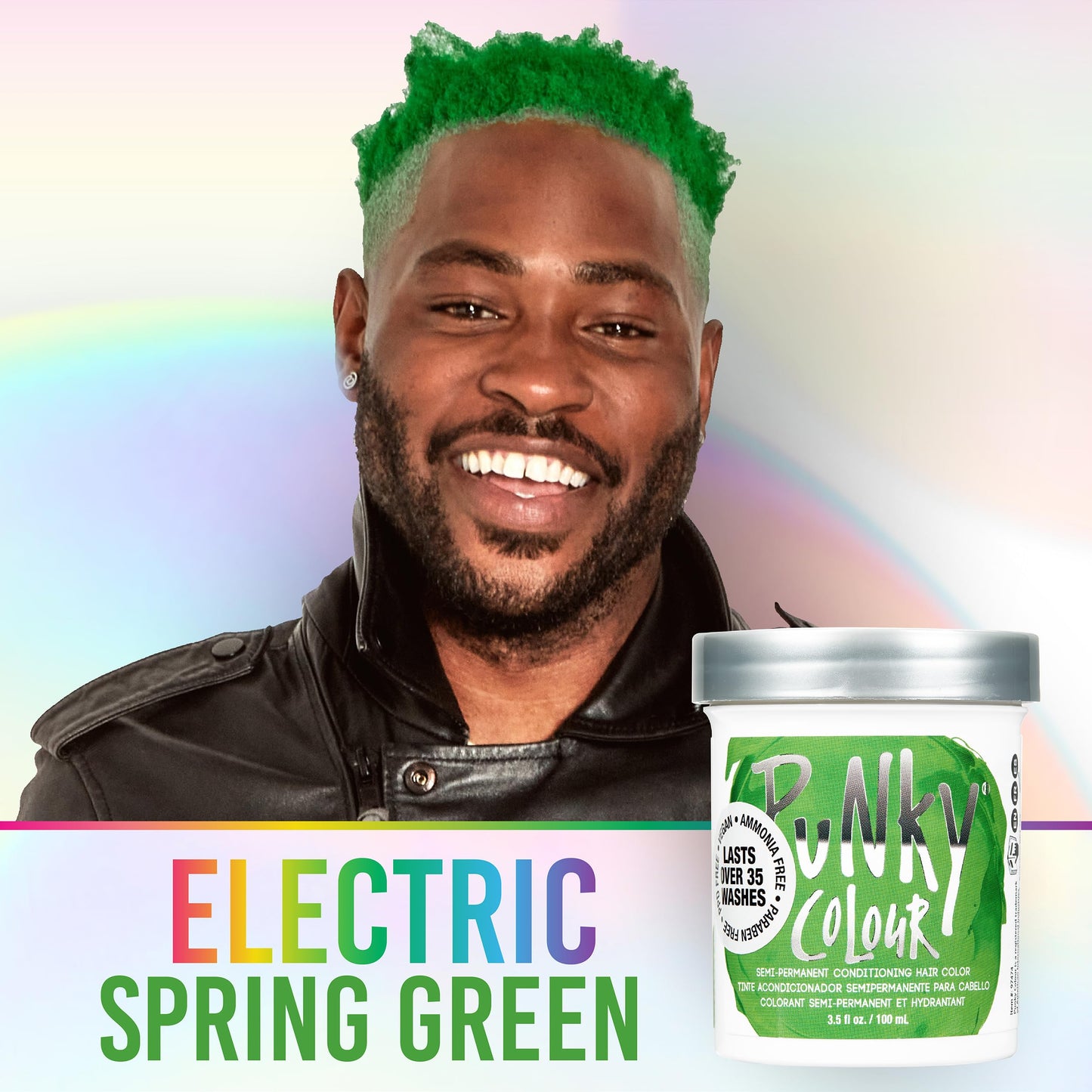 Punky Spring Green Semi Permanent Hair Color - Vegan & Cruelty-Free Conditioning Hair Dye, Lasts Up to 35 Washes, 3.5 fl oz