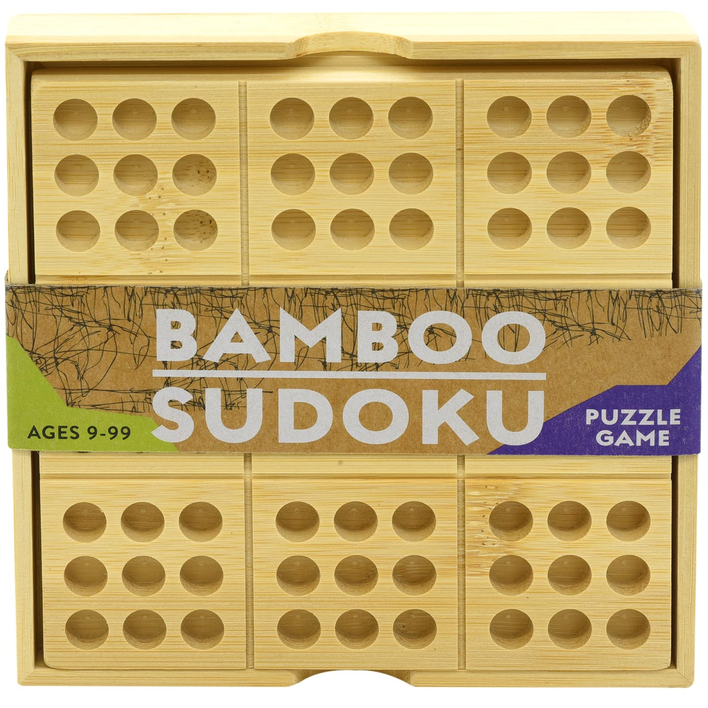 Project Genius Ecologicals Bamboo Sudoku – Eco-Friendly Puzzle with Numbered Pegs & 30-Puzzle Booklet, Sustainable Bamboo Game