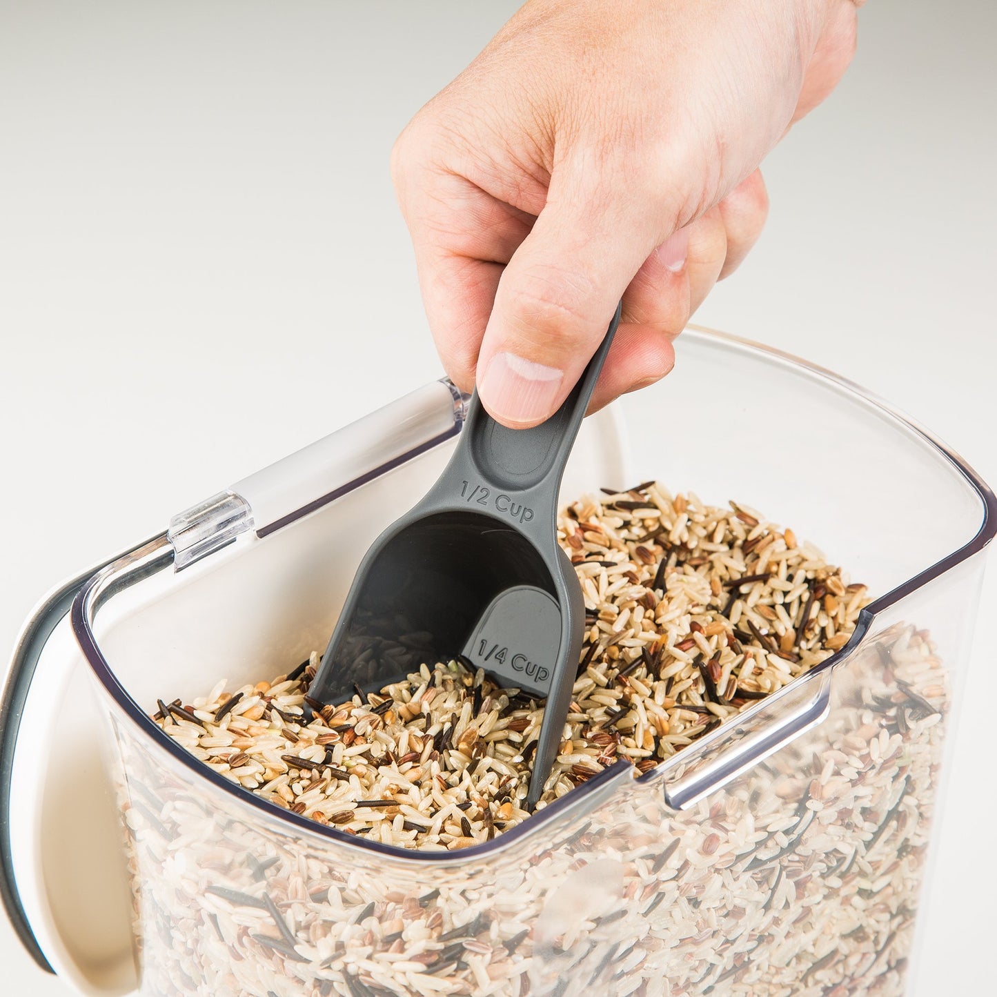 PrepWorks PKS-120 Plastic 2.5-Quart ProKeeper Grain Storage Container with Hinged Lid, 1 Piece, Clear and Black