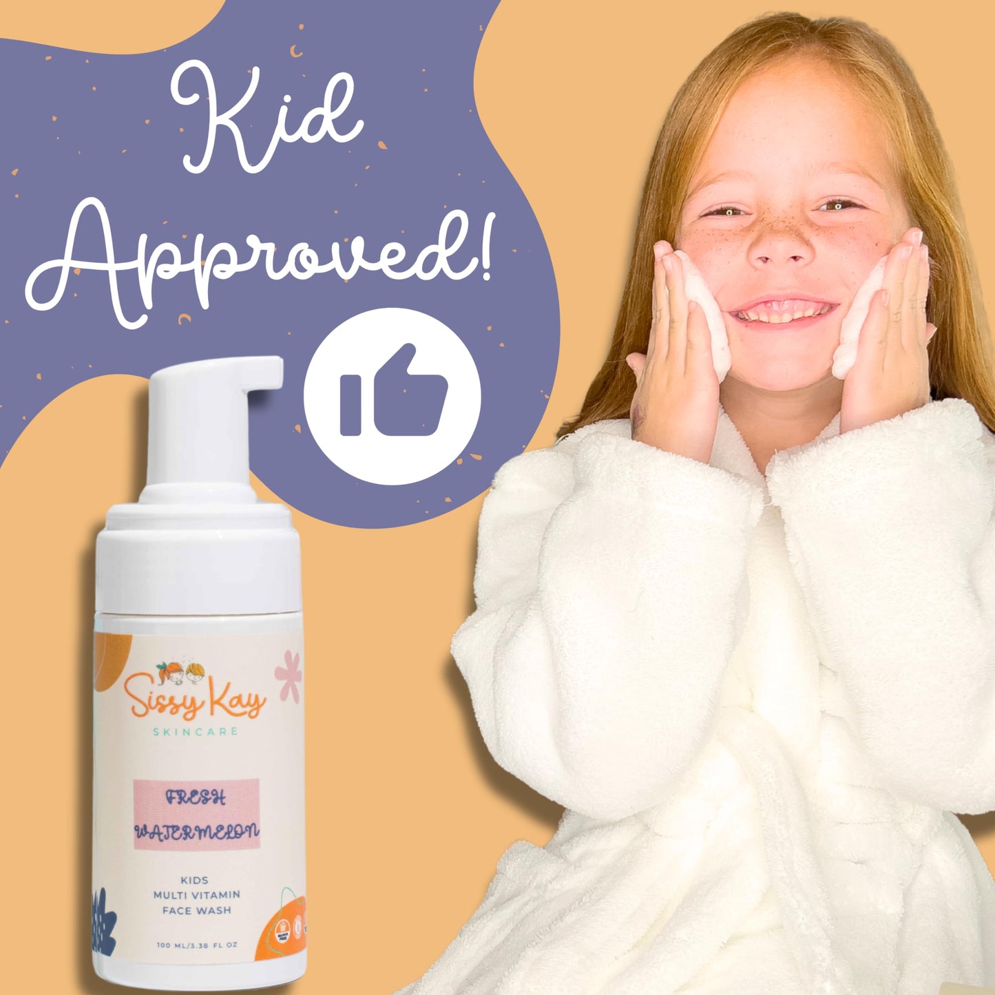 Sissy Kay Kids Face Wash - Foaming Face Wash For Kids - Gentle Skin Care - Natural Face Cleanser With Vitamin C & Vitamin E - For Girls and Boys