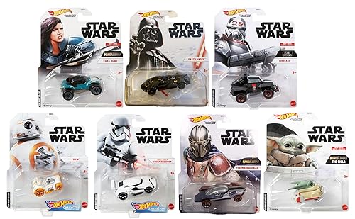 Hot Wheels 2021 Star Wars Studio Character Cars Complete Set of 7 Diecast Vehicles from GJH91-956H Release